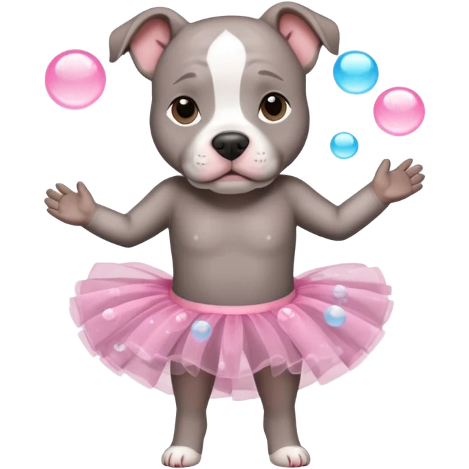 Grey Pibble in a tutu , surrounded by clear bubbles  emoji