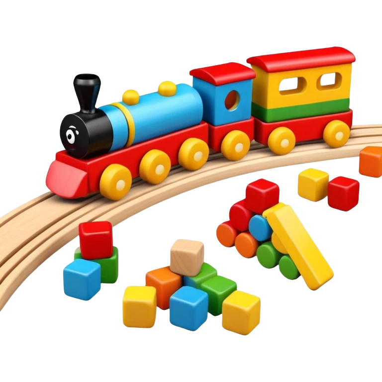 wooden toys set with blocks, train, and stacking rings for children emoji