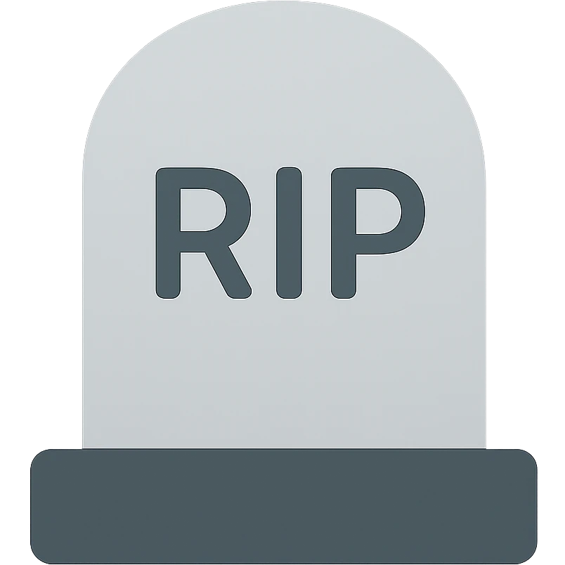 "RIP" gravestone  emoji