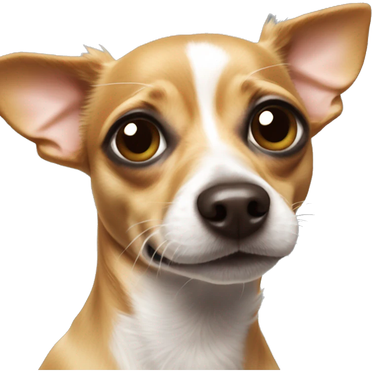 A dog that is a chihuahua dachshund mix blowing a kiss emoji