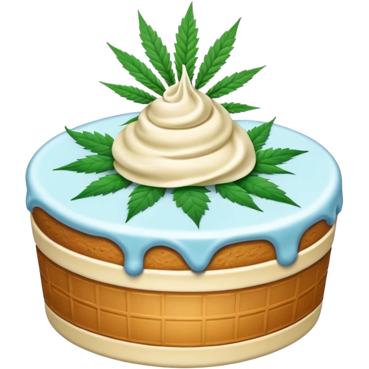 frozen ice cream cake dessert with cannabis leaf emoji