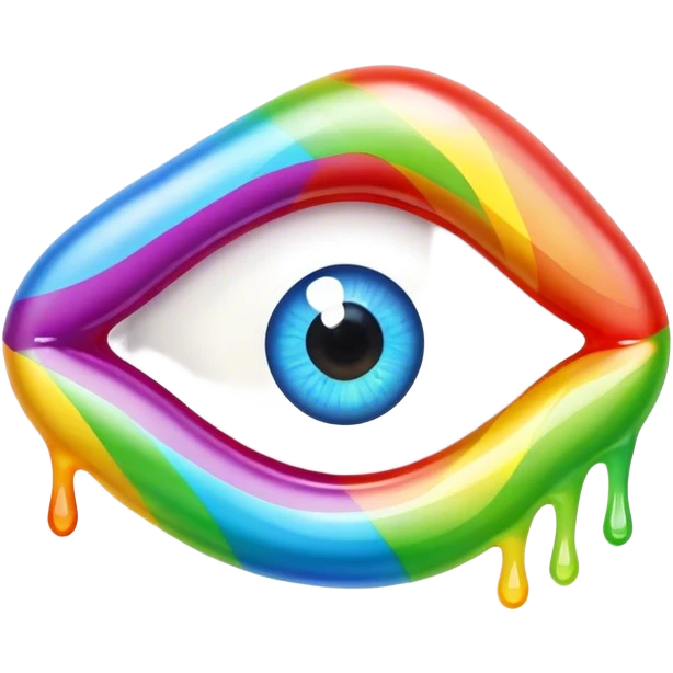 melted rainbow gummy eye emoji