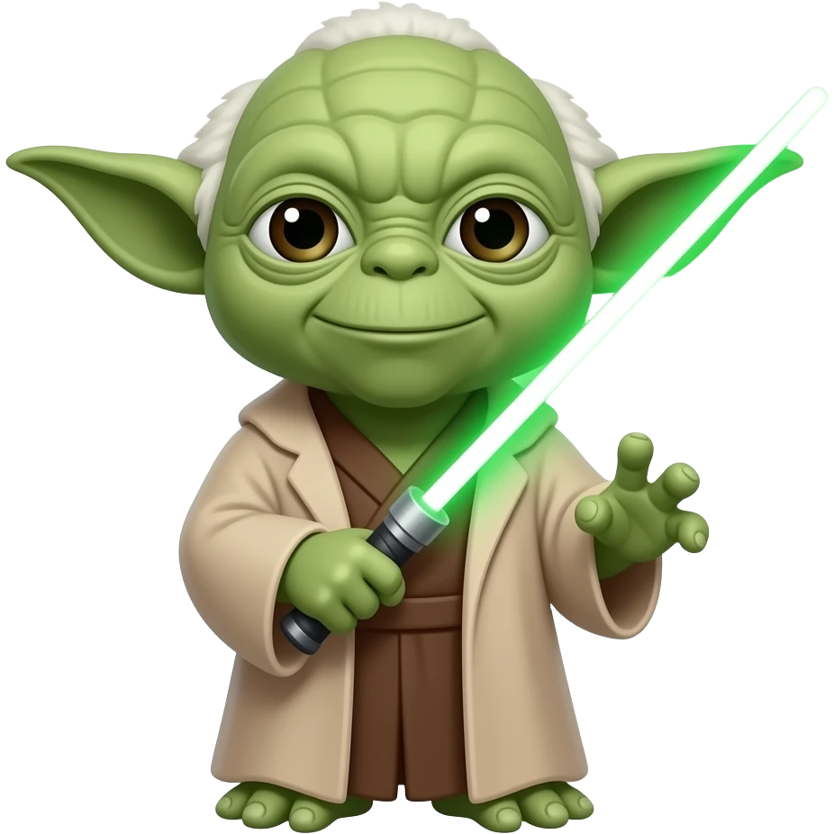 maitre yoda debout avec sabre laser emoji