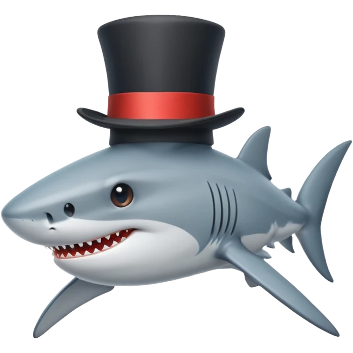 Shark with a top hat emoji