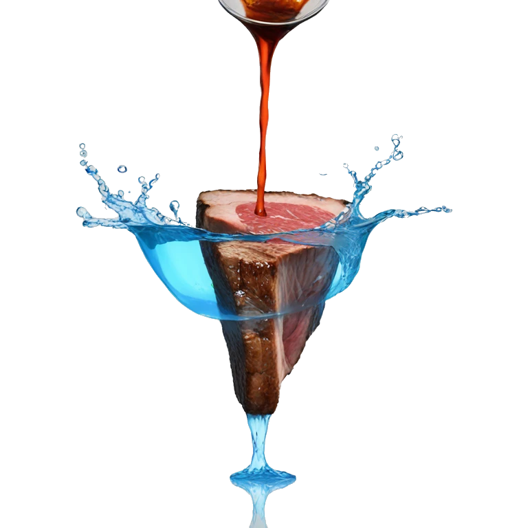 water pouring onto a steak from a glass emoji