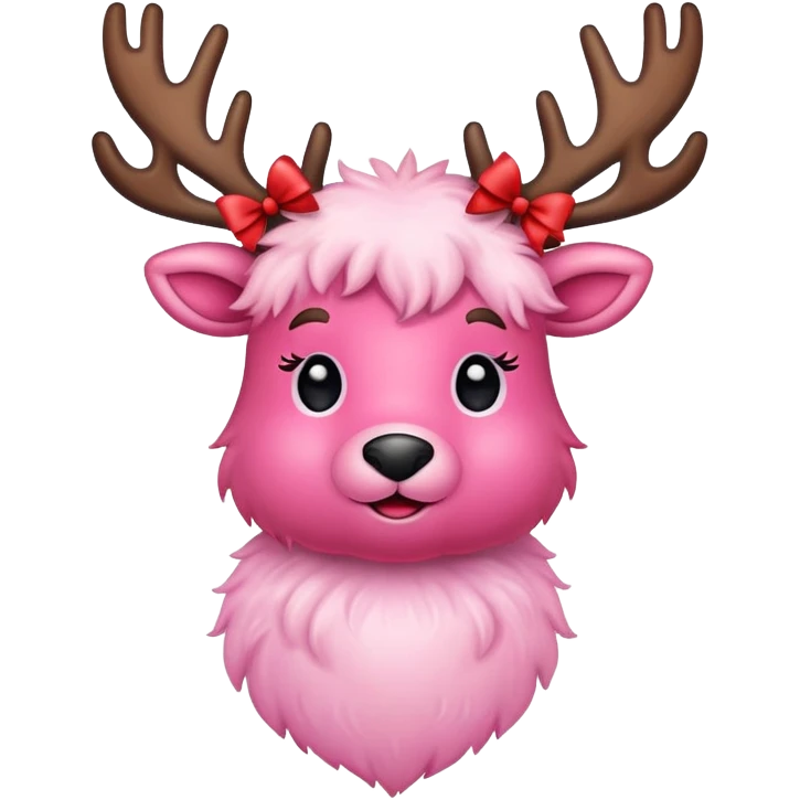 A pink cute reindeer with a bow emoji