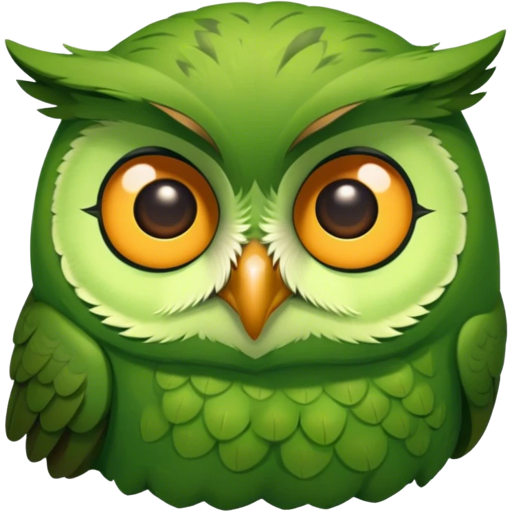 A green owl sleep  emoji