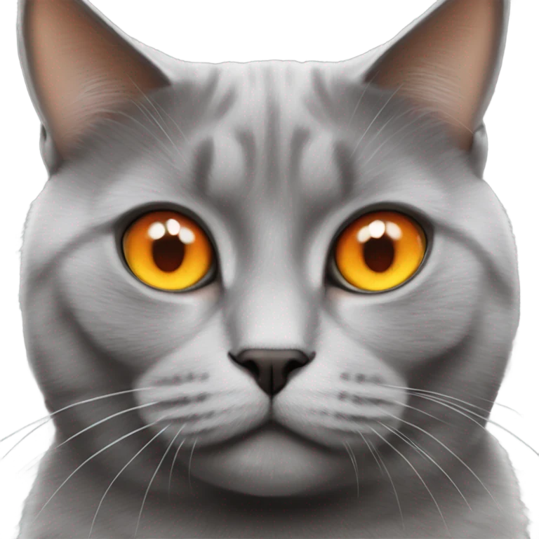 realistic british grey cat with orange eyes  emoji