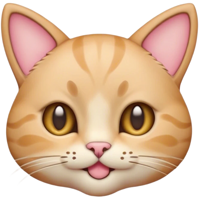 A cute, round-edged, and minimalist emoji design. The focus is on an adorable, cartoon-like cat face. The cat should have a slight smile, bright and large eyes. Its fur should be short and smooth, preferably in pastel tones. The ears should be slightly perked up, giving a friendly expression. The background should be simple and plain, ensuring a clear and sharp design suitable for emoji use. To make it unique for the name 'Cansahbaz,' a small but distinctive detail can be added, such as a tiny paw print on the ear or a mustache curl in the shape of the letter 'C'. emoji