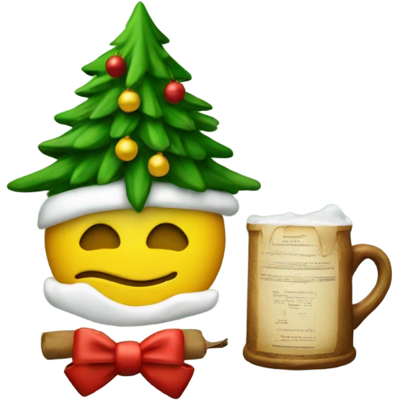 An old fashioned next to a Christmas tree  emoji