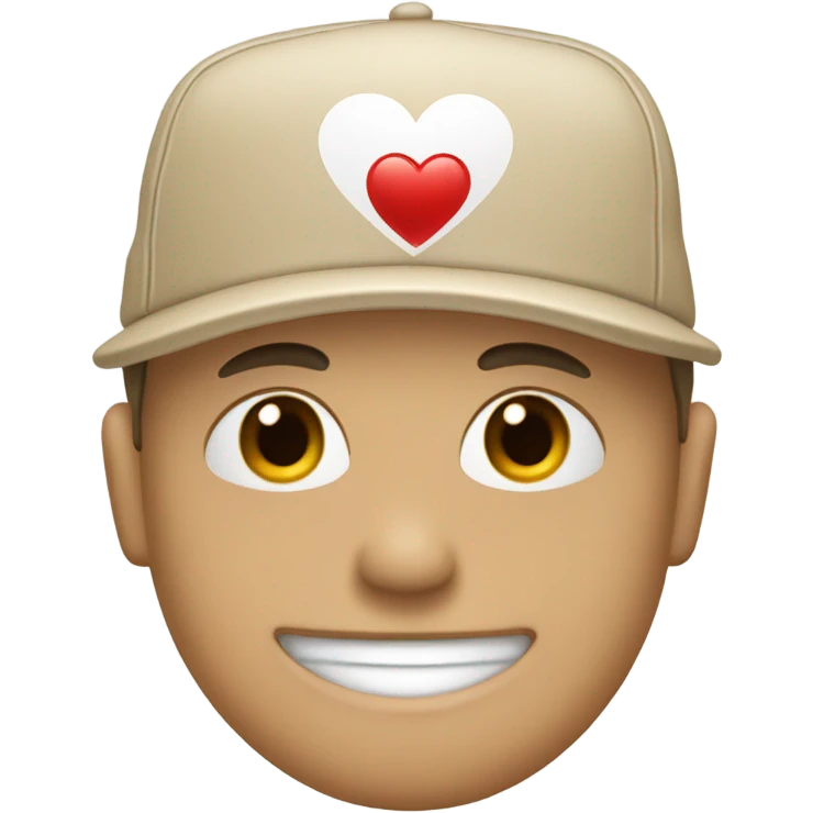Beige cap with white heart in the middle emoji
