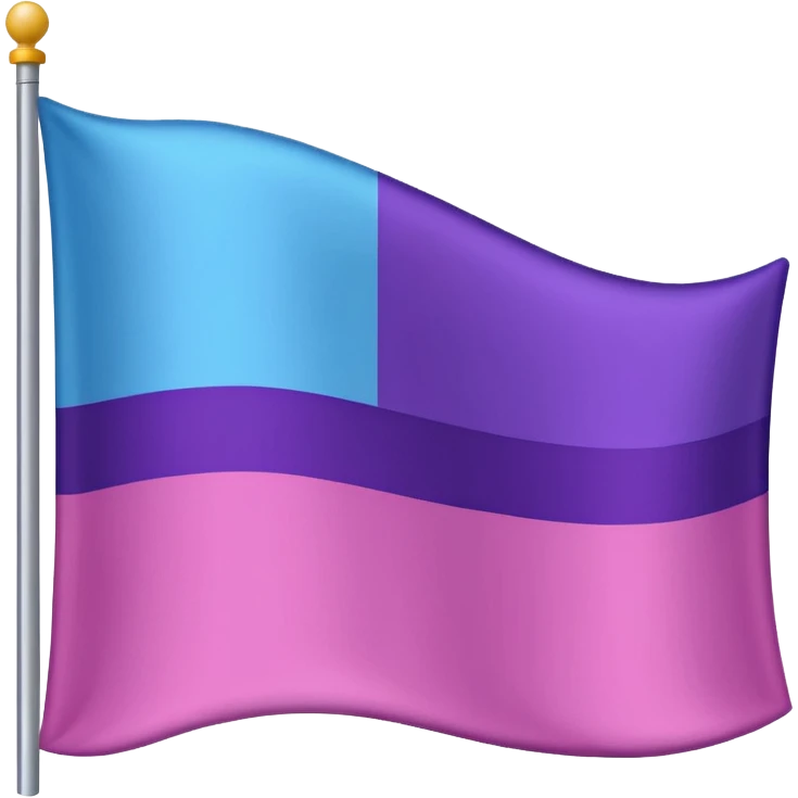 I want a flag, I want the first stripe at the very top of the flag to be pink 🩷. The middle stripe will be the color purple 💜. And finally the bottom stripe will be the color blue 💙. emoji