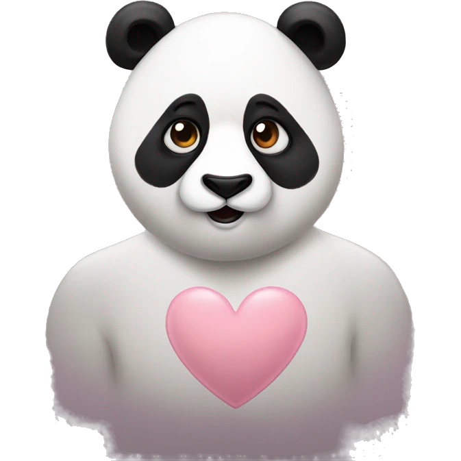panda heart look on mounth with heart eyes emoji