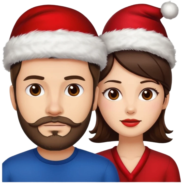 SCOTTISH MAN WITH STUBBLE AND BRUNETTE WOMAN WITH XMAS HAT emoji