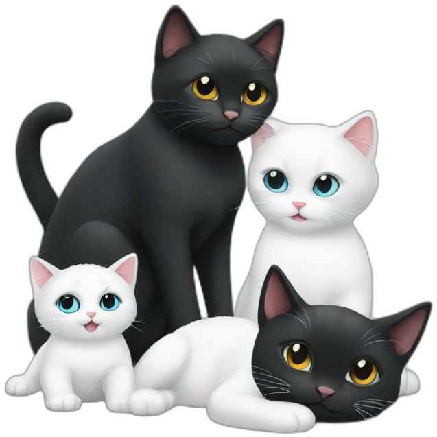 black cat in love with white cat  emoji