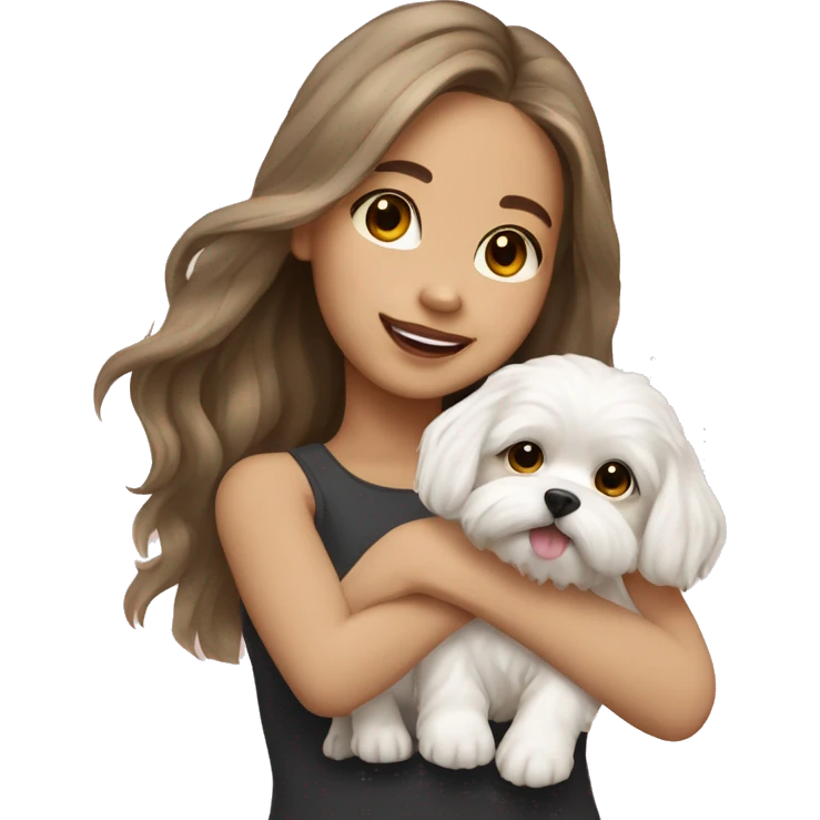 Maltese puppy with light skin Filipino girl owner long wavy hair emoji