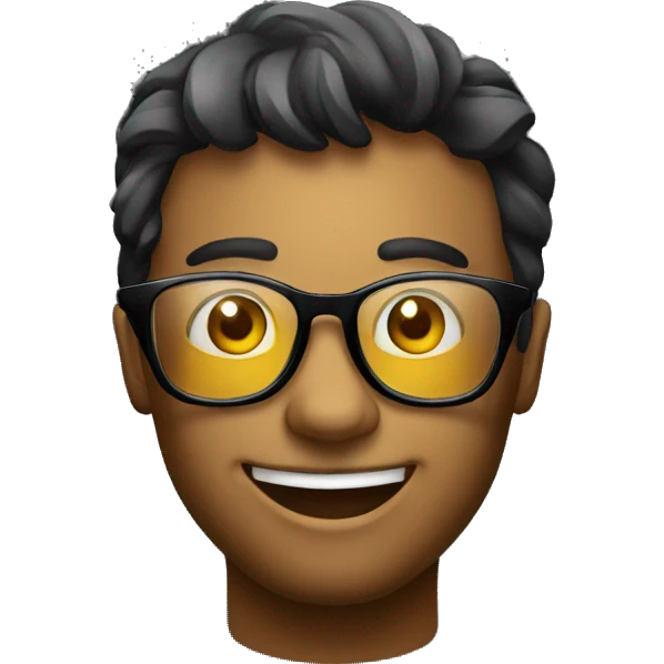 draw an emoji fully happy emoji with an cooling glass and looking savvy with black background  emoji