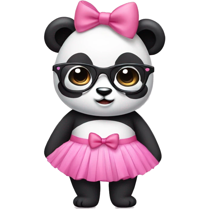 panda with a pink tutu and pink bow wearing glasses  emoji