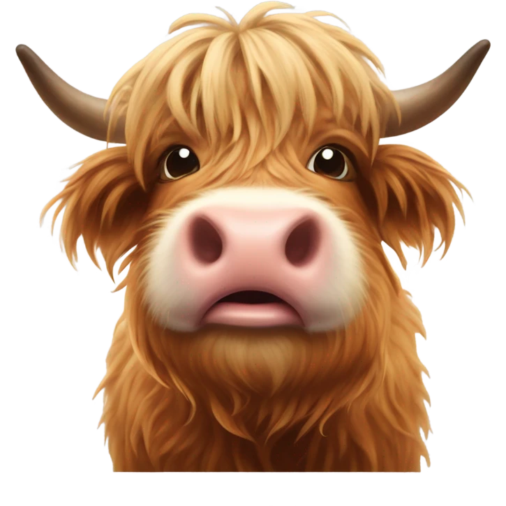 Mini highland cow blowing a kiss emoji