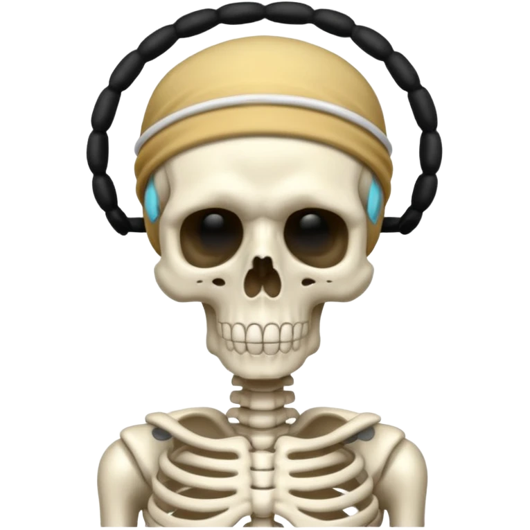 A skeleton having pookie band on his head emoji