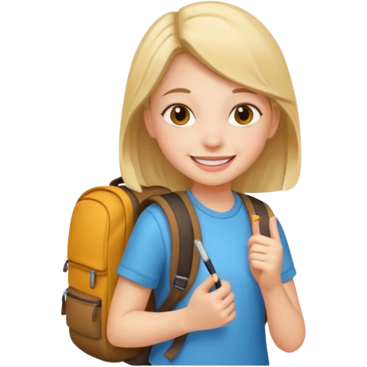 student wearing back pack girl emoji
