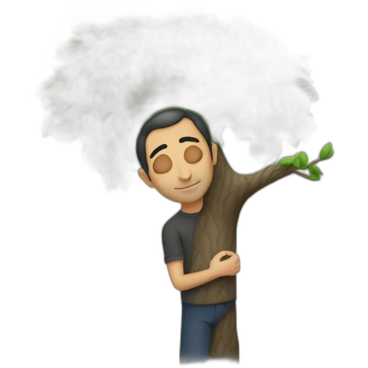 realistic eric zemmour hugging a tree emoji