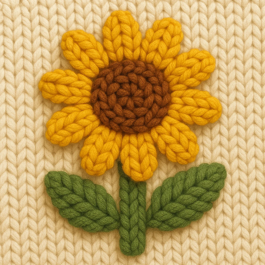 yellow flower in knitted patch style emoji
