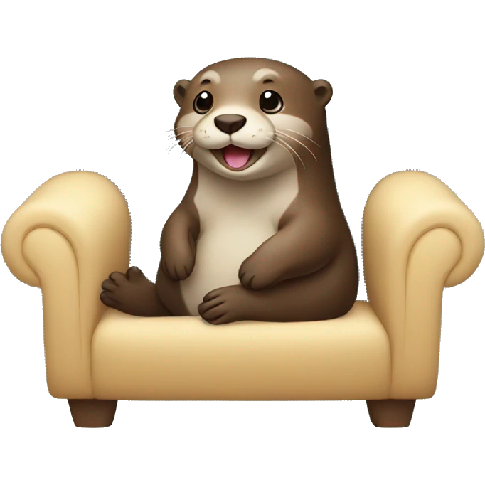 happy otter sitting on a blue sofa emoji