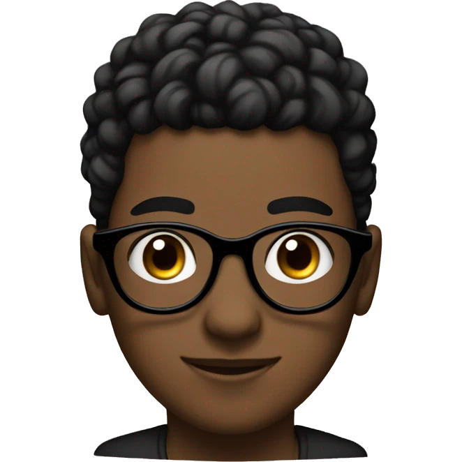 Young man with black bun on his head and glasses with stars emoji