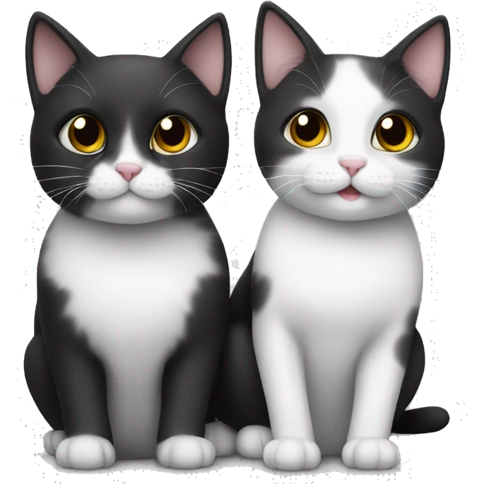 Two cute cats black and white emoji