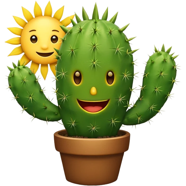 smiling cactus with sun in background emoji