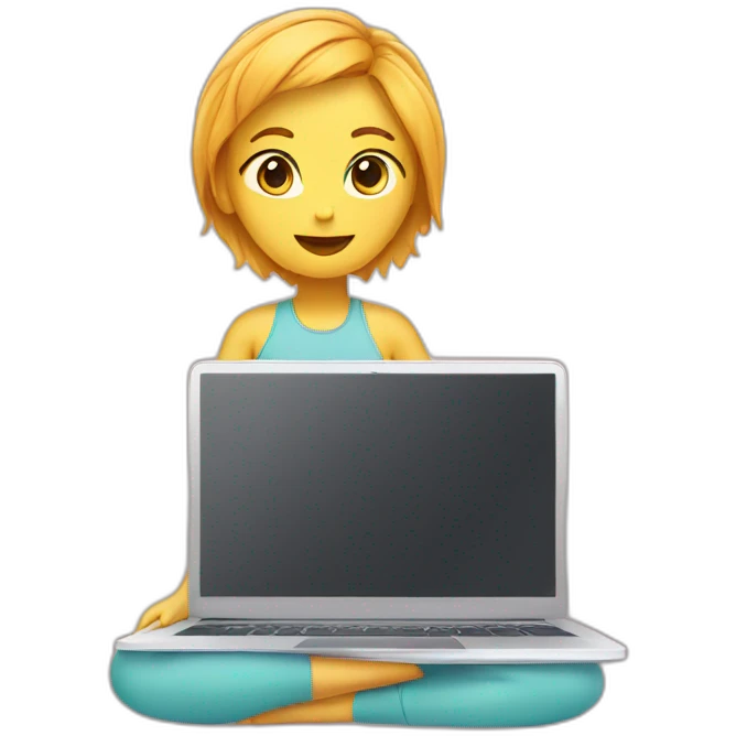 laptop with yoga clothes emoji