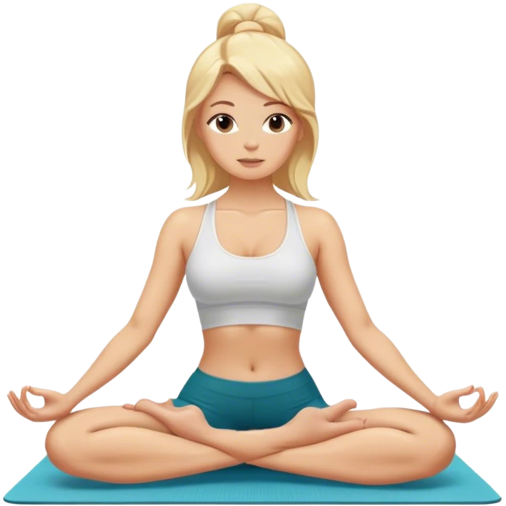 White girl with blonde hair doing yoga emoji