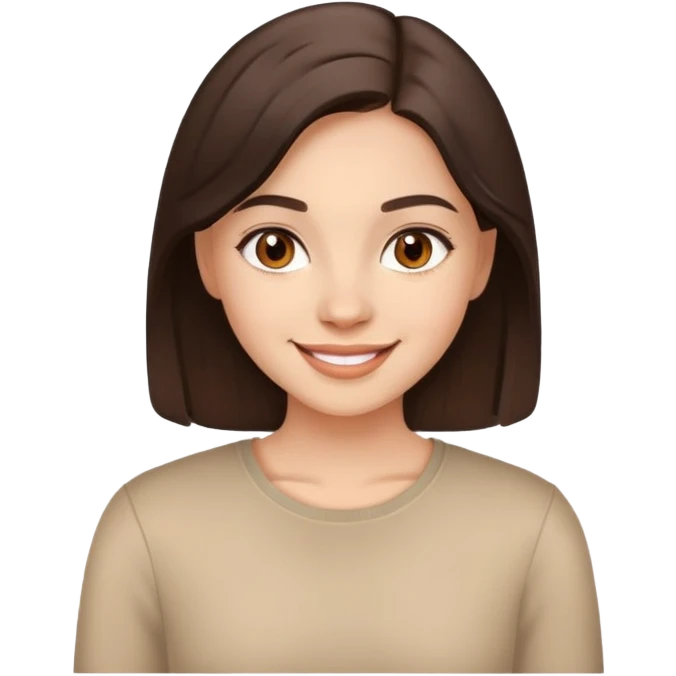 beautiful brunette girl with brown eyes is happy emoji