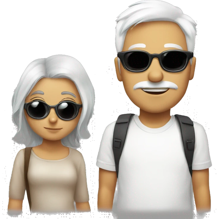 Girl white hair brown kissed boy with glases  emoji