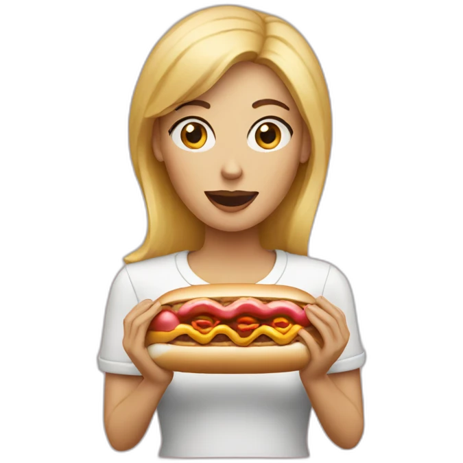 blonde woman eating hotdog emoji