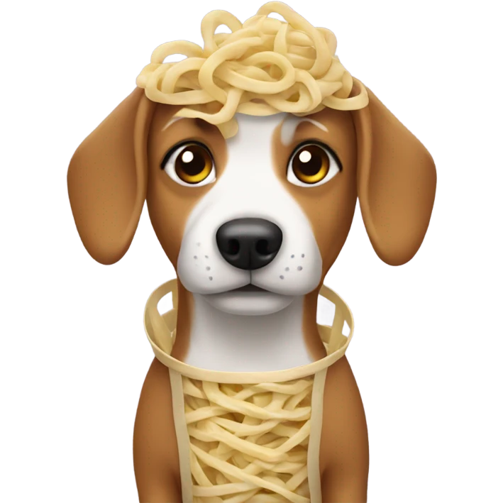 Dog in a noodle costume emoji