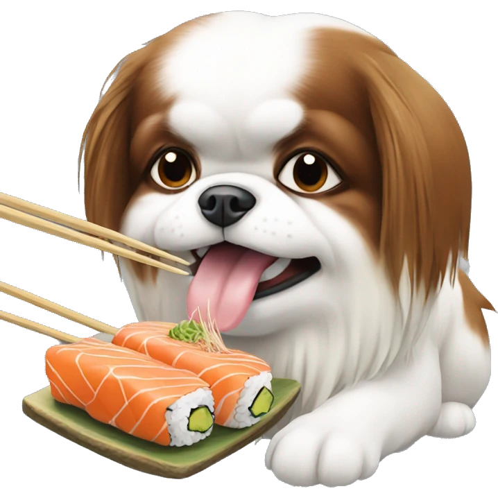 Japanese Chin dog eating sushi emoji
