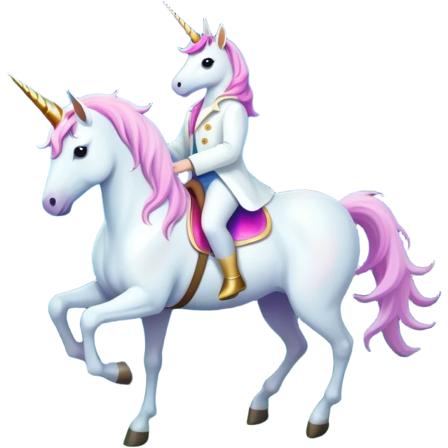 Unicorn rides in a magical forest under the moon emoji