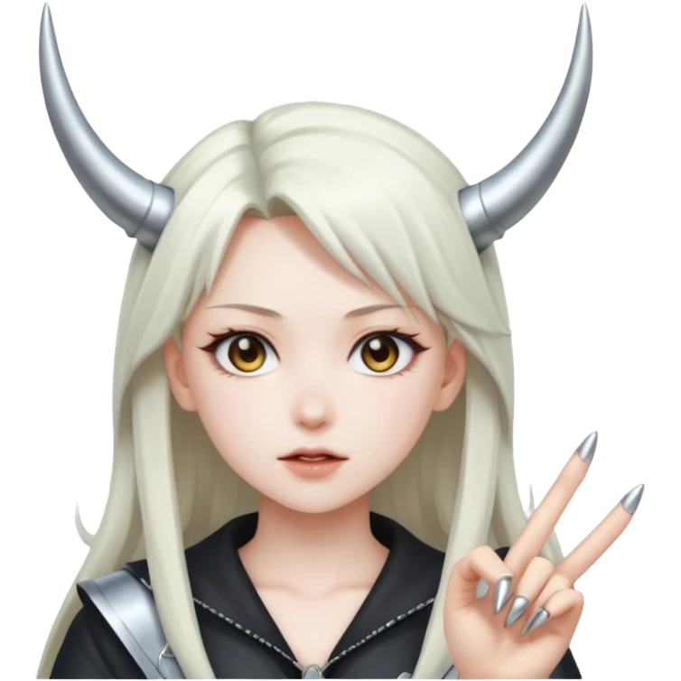 anime girl showing metal horns emoji