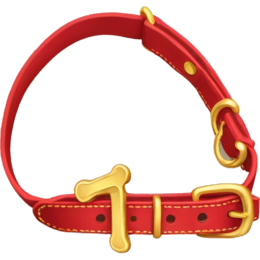 Red dog collar with a golden tag bone emoji