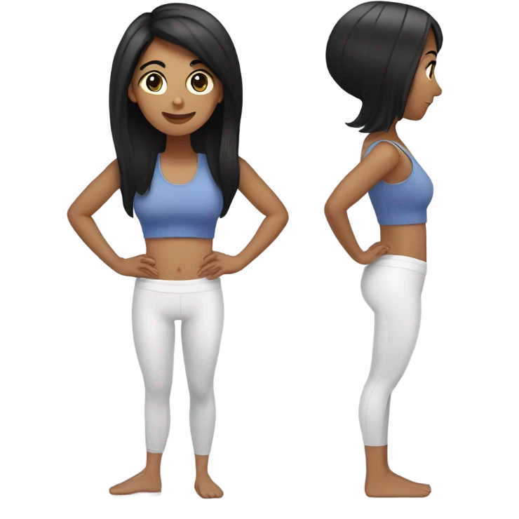 Pilates girl with black hair emoji