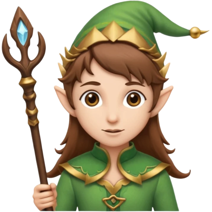 elf with staff brown hair emoji