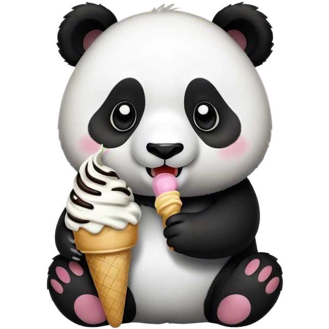 Panda eating ice cream emoji