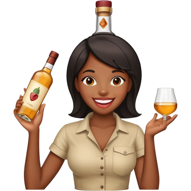 black Girl With tongue out and liquor bottle on her head  emoji