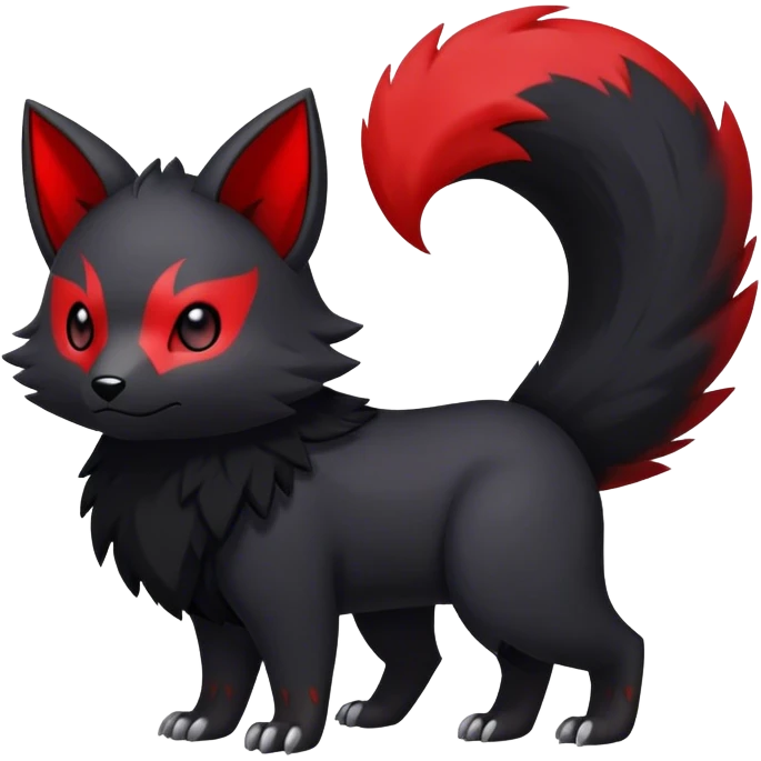 Cute edgy black red animal hybrid Fakemon full body emoji