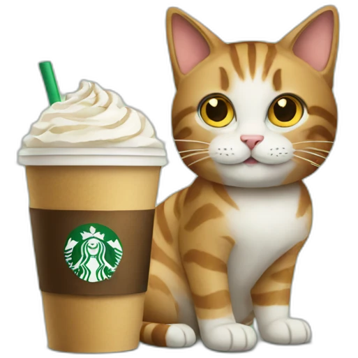 Cat with starbucks emoji