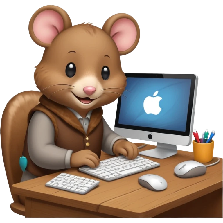 mouse and bear working on a computer but as a favucon emoji