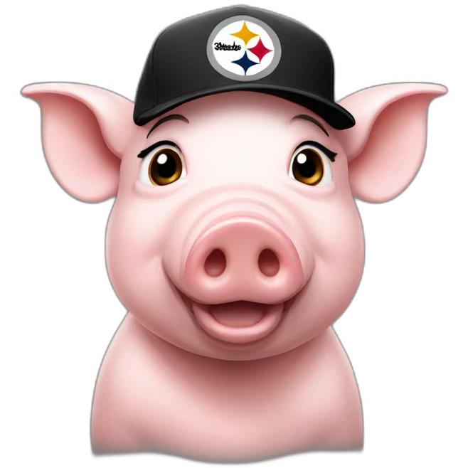 Pig with pittsburgh steelers cap emoji