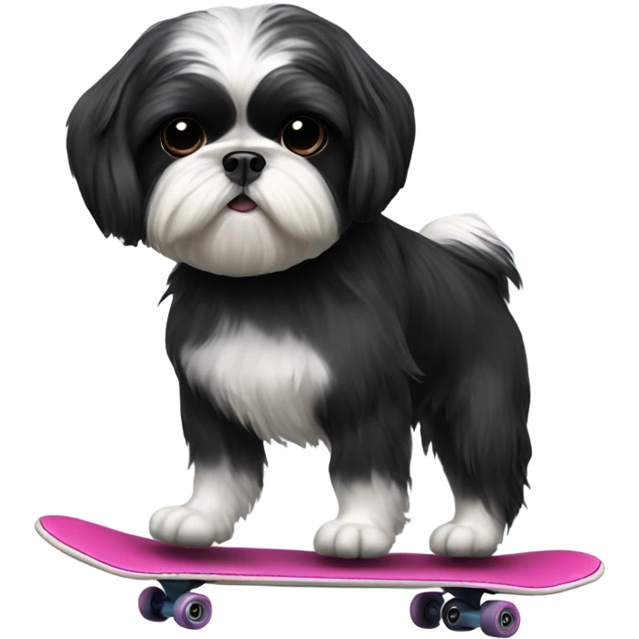 Black shih tzu skater  emoji